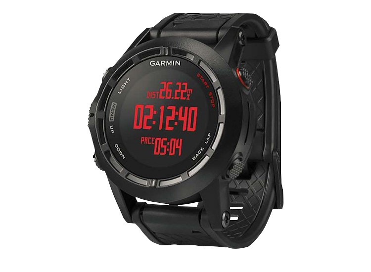 Garmin Fenix 2 GPS smartwatch, black rugged design with red accents, certified refurbished