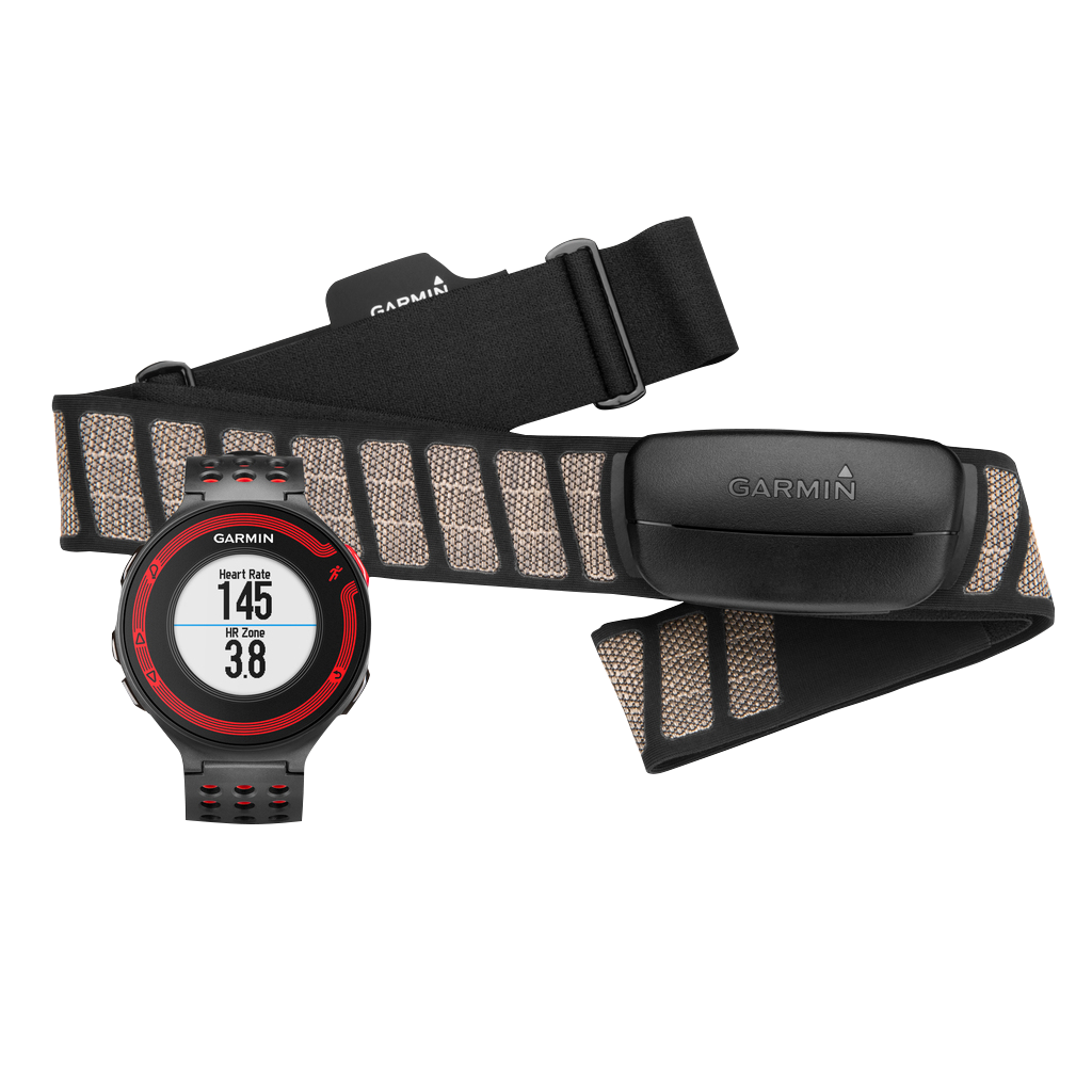 Garmin Forerunner 220 smartwatch with black and red design and bundled strap (Garmin Certified Refurbished)