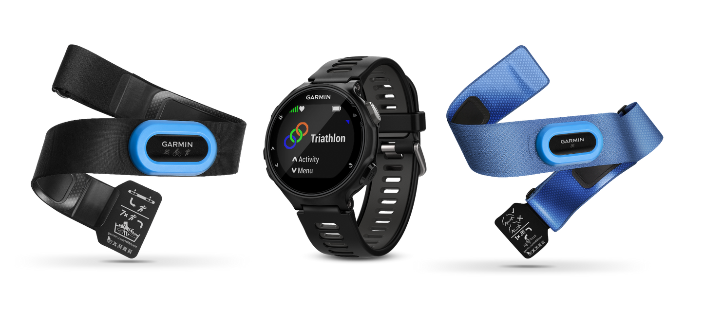 Garmin Forerunner 735XT black smartwatch with blue straps (3-piece set)