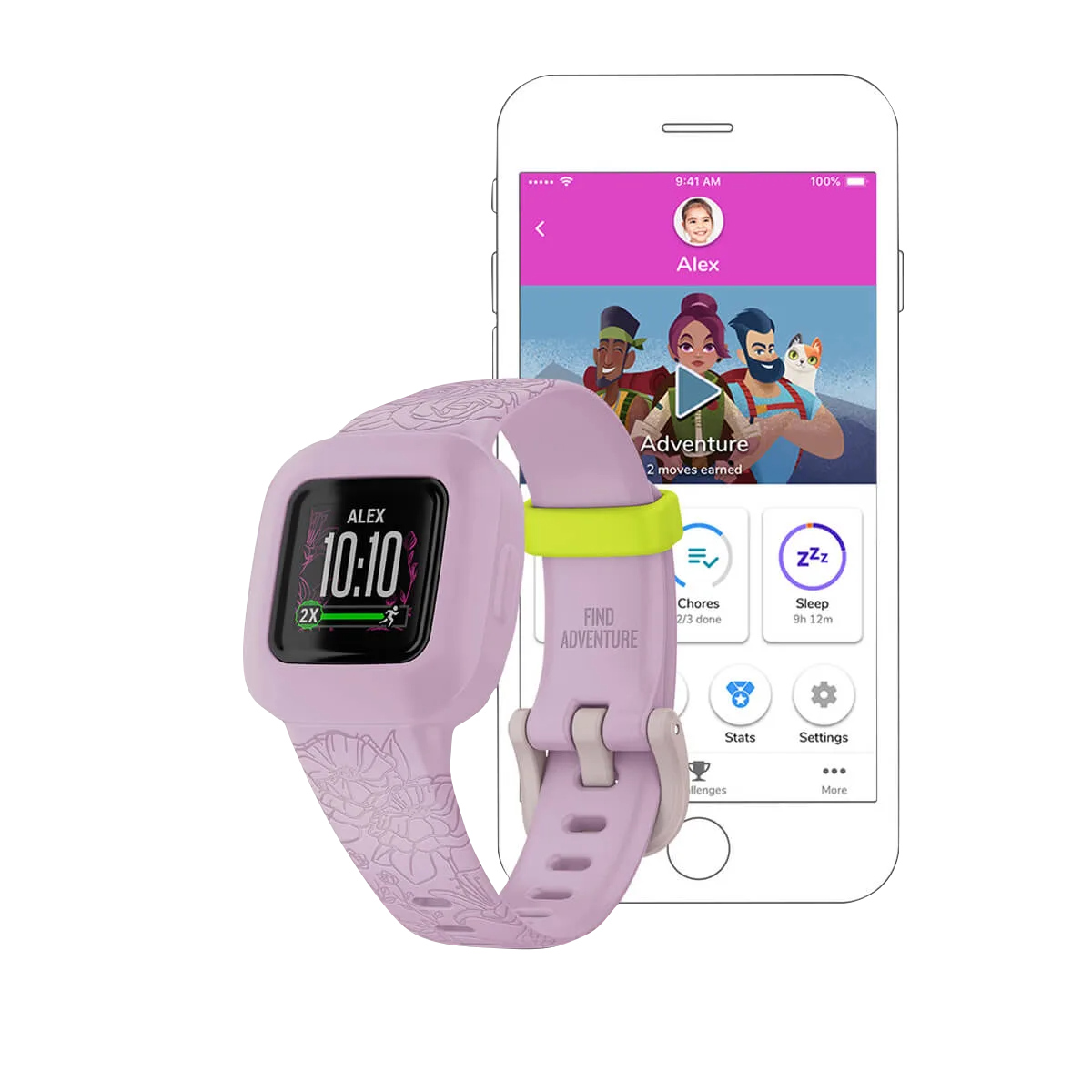 Garmin Vivofit jr. 3, Lilac Floral (Garmin Certified Refurbished) by Garmin