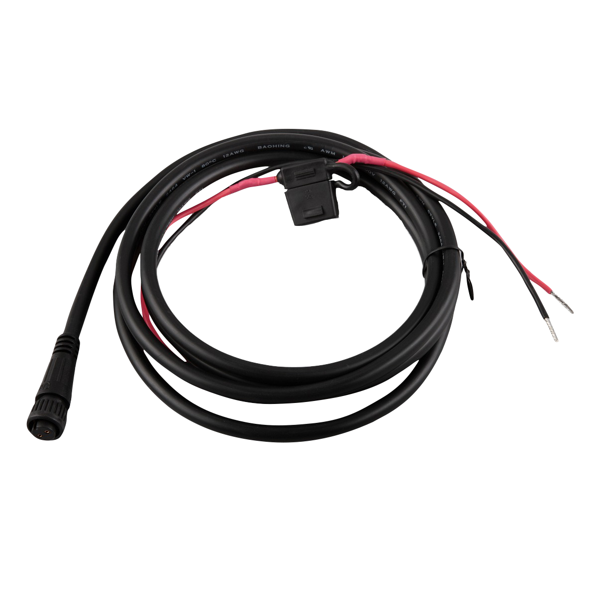 Garmin ECU Power Cable 010-11057-00, black marine electronics accessory with red lead