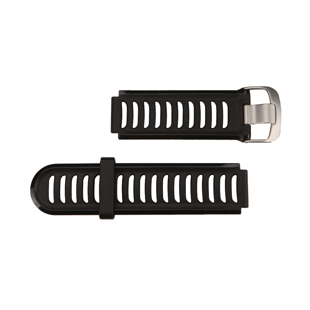 Garmin watch band set for Forerunner 910XT, black silicone two-piece strap