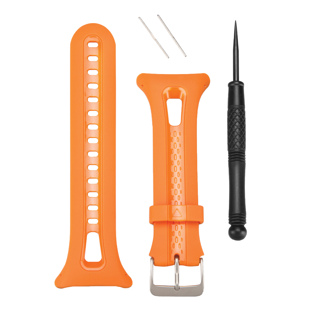 Garmin watch band large orange for Forerunner 10/15 with replacement pins and tool