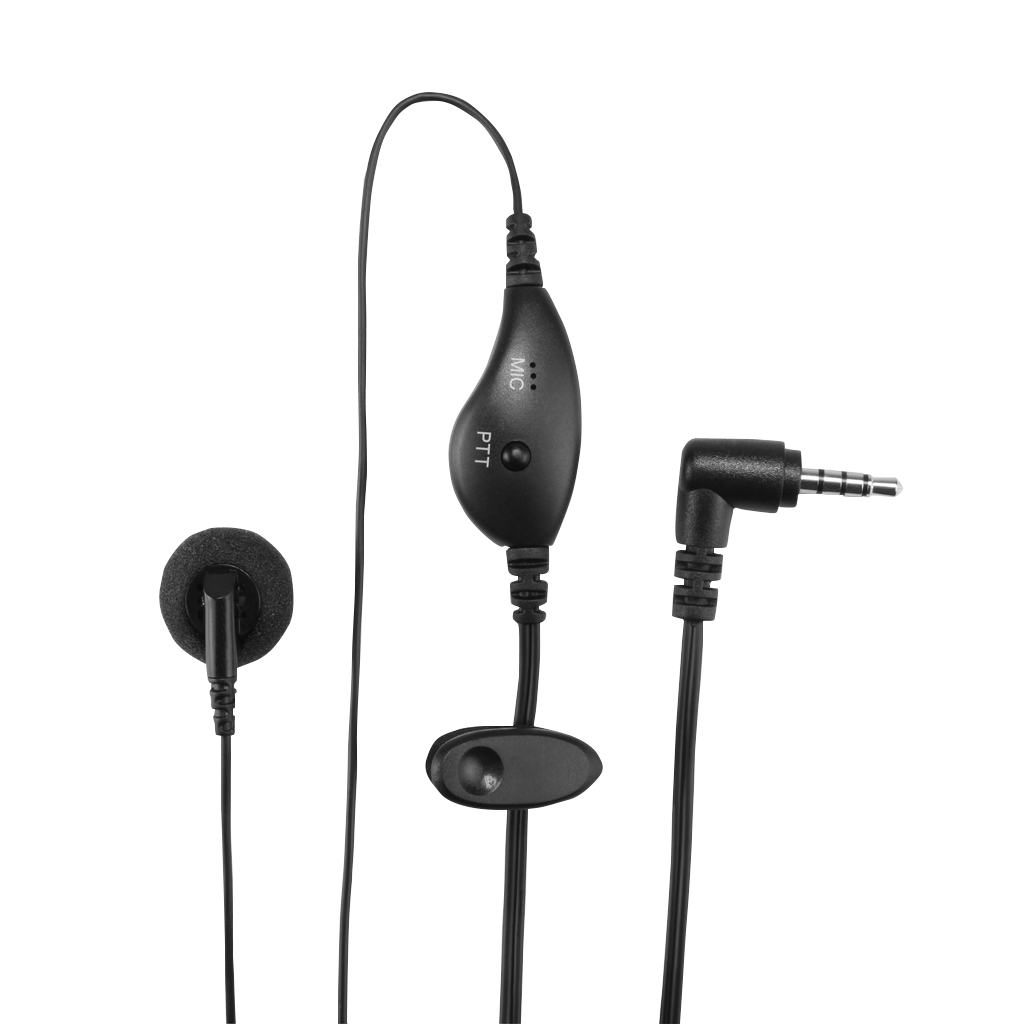 Garmin ear receiver with push-to-talk microphone for Rino, black inline PTT mic and 3.5mm plug