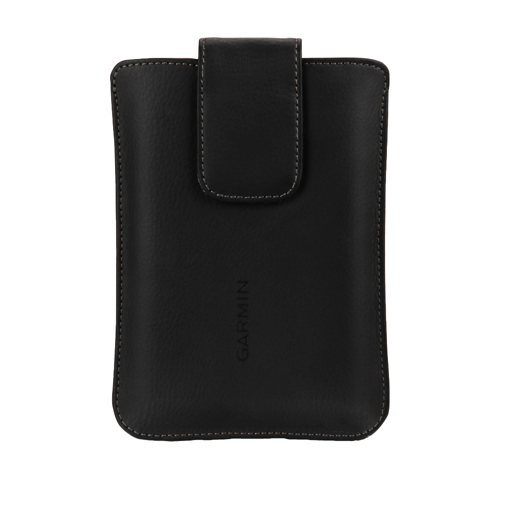Garmin 5-6 inch universal carrying case, black leather with front flap closure