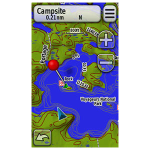Garmin Boundary Waters map card microSD/SD with topo map and red waypoint pin