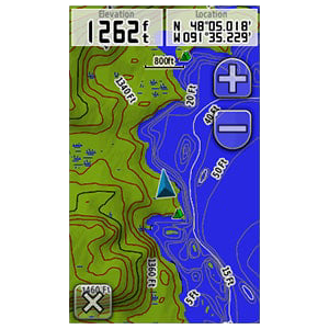 Garmin Boundary Waters map card microSD/SD with blue water and green terrain map data