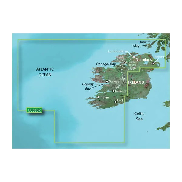 Garmin map card for Ireland West Coast and Inland charts, BlueChart g3 Vision, VEU005R microSD/SD.