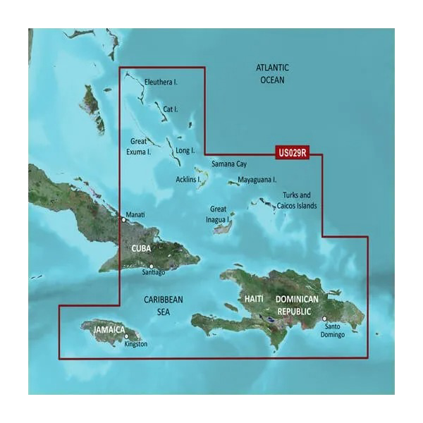 Garmin Southern Bahamas Coastal Charts BlueChart g3 Vision blue map card, microSD/SD
