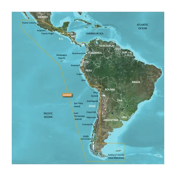 Garmin South America, West Coast Charts BlueChart g3 Vision | VSA002R | microSD/SD by Garmin