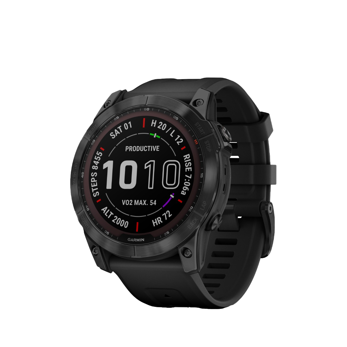 Garmin Fenix 7x Sapphire Solar smartwatch with black DLC titanium case and black band