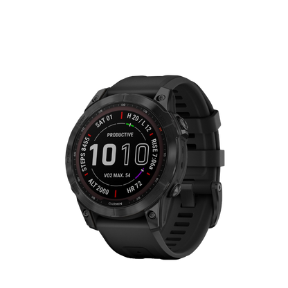 Garmin Fenix 7 Sapphire Solar, Black Titanium with Black Band (Garmin Certified Refurbished) by Garmin