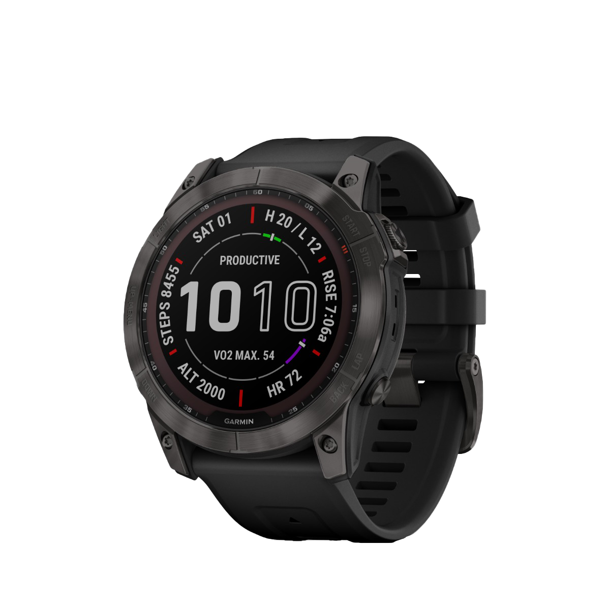 Garmin Fenix 7X Sapphire Solar - Carbon Gray DLC Titanium with Black Band (010-02541-10) by Garmin