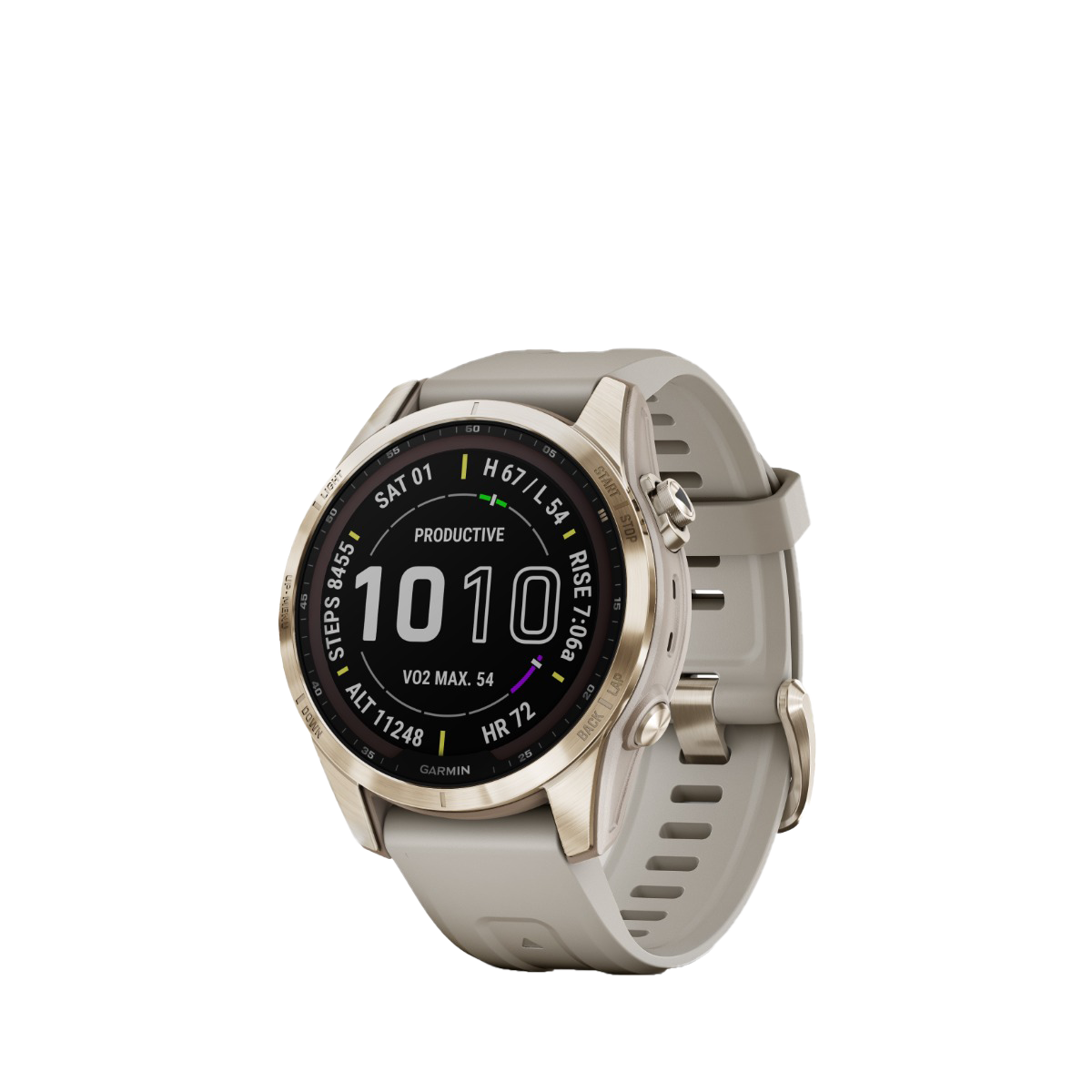 Garmin fenix 7S Sapphire Solar - Cream Gold Titanium with Light Sand Band (010-02539-20) by Garmin