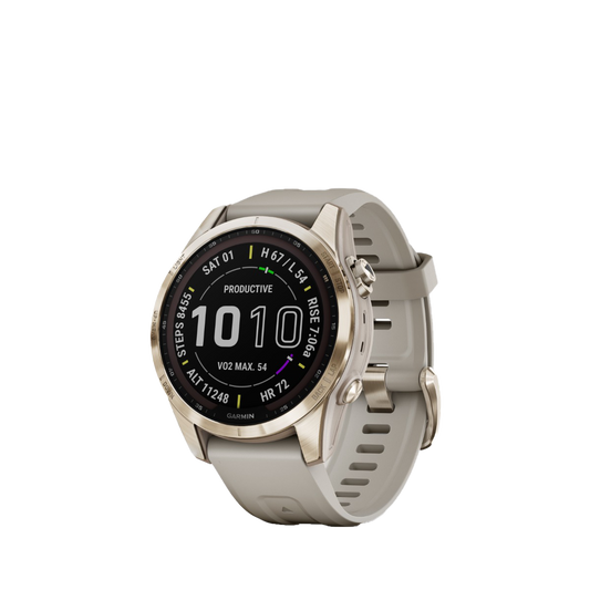 Garmin fenix 7S Sapphire Solar - Cream Gold Titanium with Light Sand Band (010-02539-20) by Garmin
