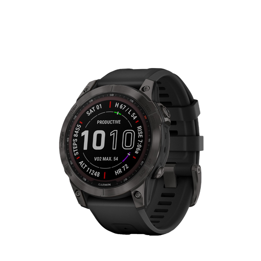 Garmin fenix 7S Sapphire Solar - Carbon Gray DLC Titanium with Black Band (010-02539-24) by Garmin