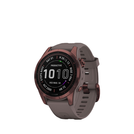 Garmin fenix 7S Sapphire Solar - Dark Bronze Titanium with Shale Gray Band (010-02539-28) by Garmin