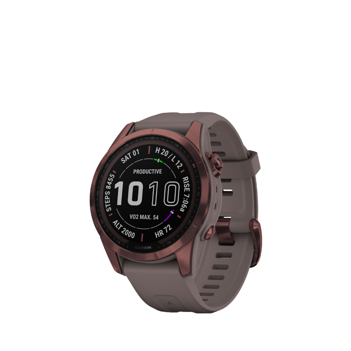 Garmin fenix 7S Sapphire Solar smartwatch in dark bronze titanium with shale gray band (certified refurbished)