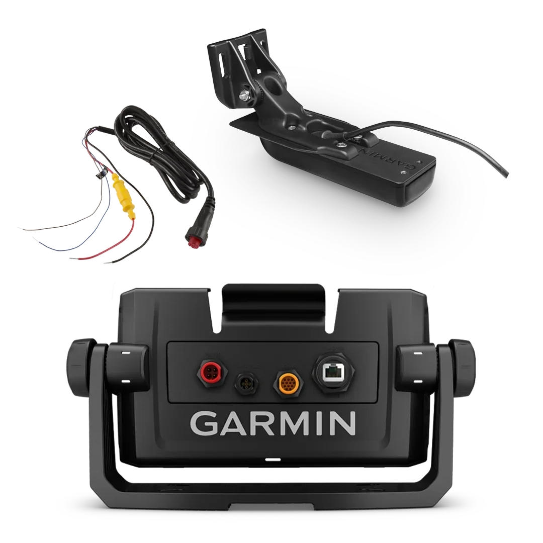 Garmin ECHOMAP UHD 7Xcv marine chartplotter boat kit with GT24HW-TM transducer, power cable and cradle