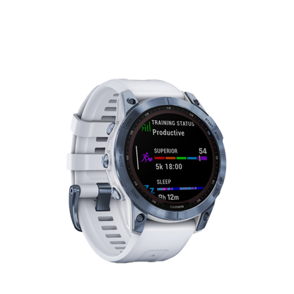 Garmin fenix 7 Sapphire Solar - Mineral Blue DLC Titanium with Whitestone Band (010-02540-24) by Garmin