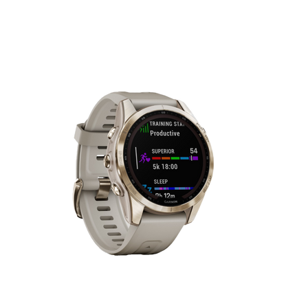 Garmin fenix 7S Sapphire Solar - Cream Gold Titanium with Light Sand Band (010-02539-20) by Garmin