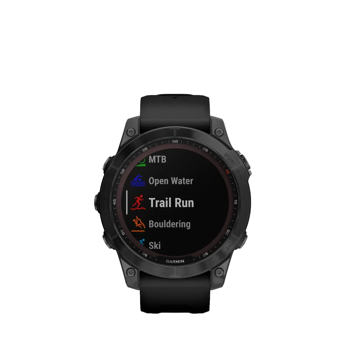 Garmin Fenix 7 Sapphire Solar smartwatch with black titanium bezel and black band