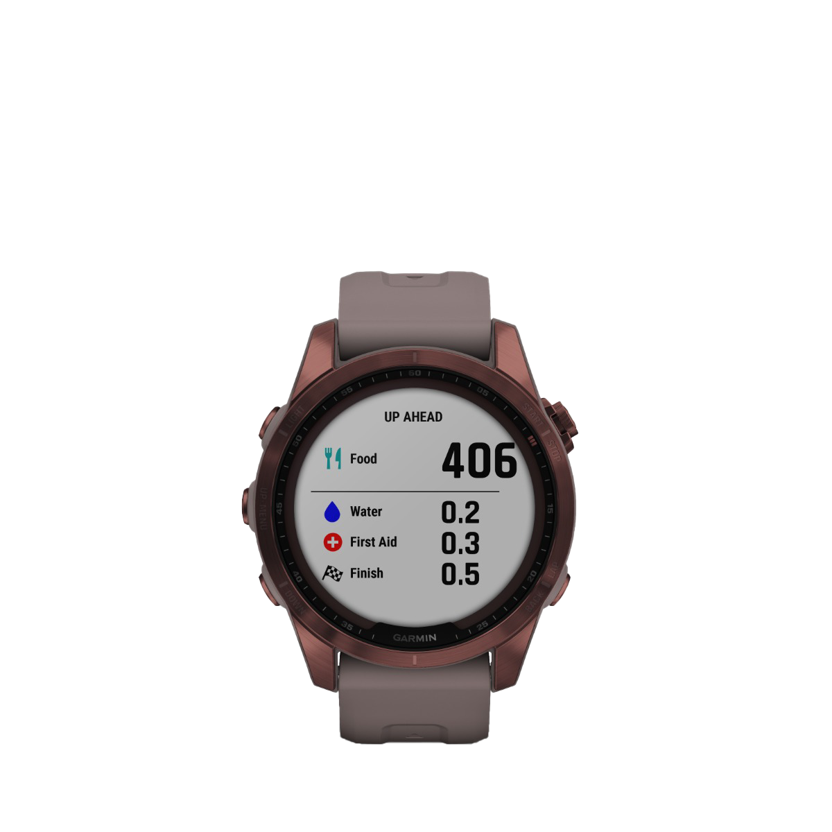 Garmin fenix 7S Sapphire Solar smartwatch with dark bronze titanium case and shale gray band