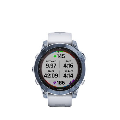 Garmin fenix 7 Sapphire Solar - Mineral Blue DLC Titanium with Whitestone Band (010-02540-24) by Garmin