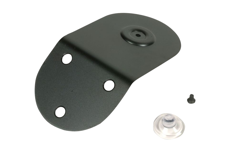 Garmin Receiver Windshield Mount - dark gray metal plate with suction cup and screw (3-piece kit).