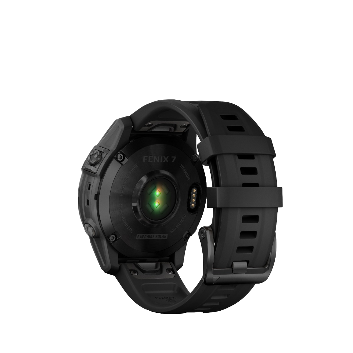 Garmin Fenix 7 Sapphire Solar smartwatch, black titanium case with black band, certified refurbished
