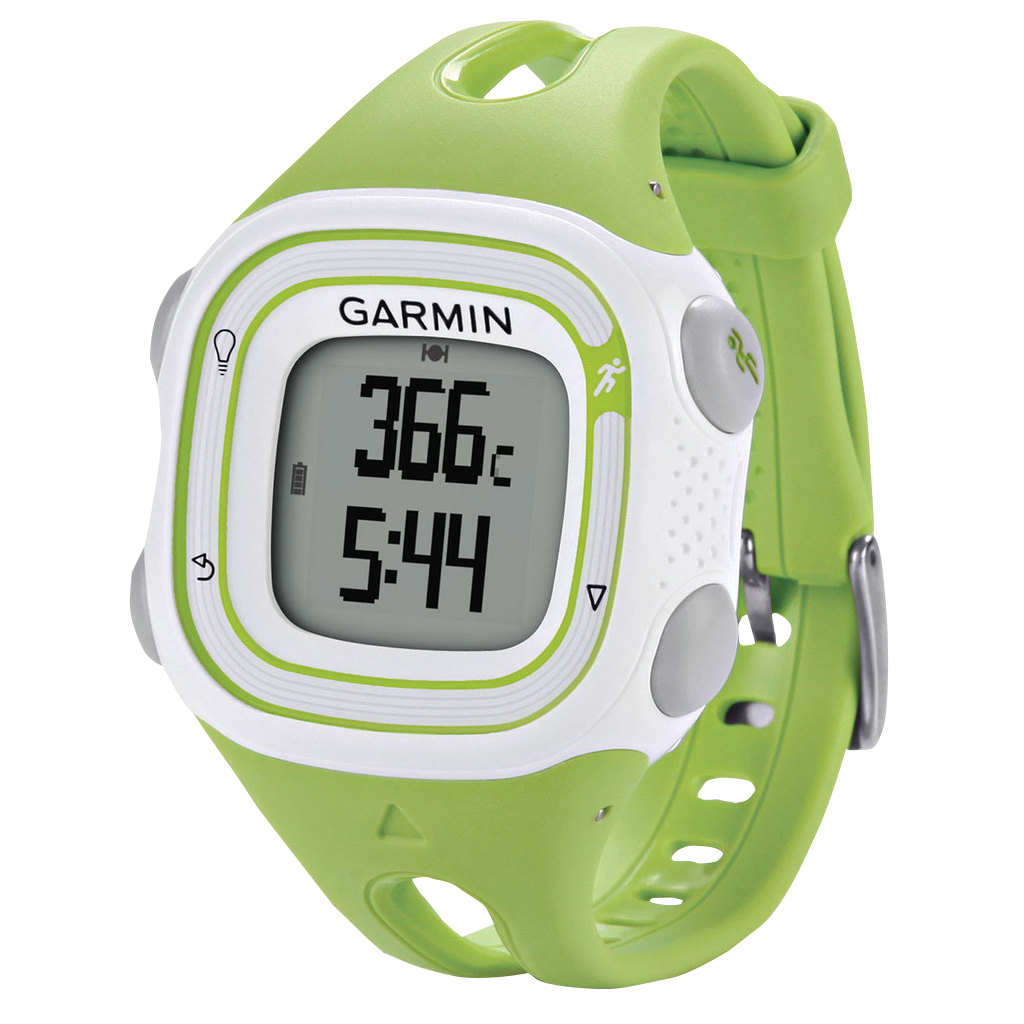 Garmin Forerunner 10 fitness GPS smartwatch, white and lime green with silicone band