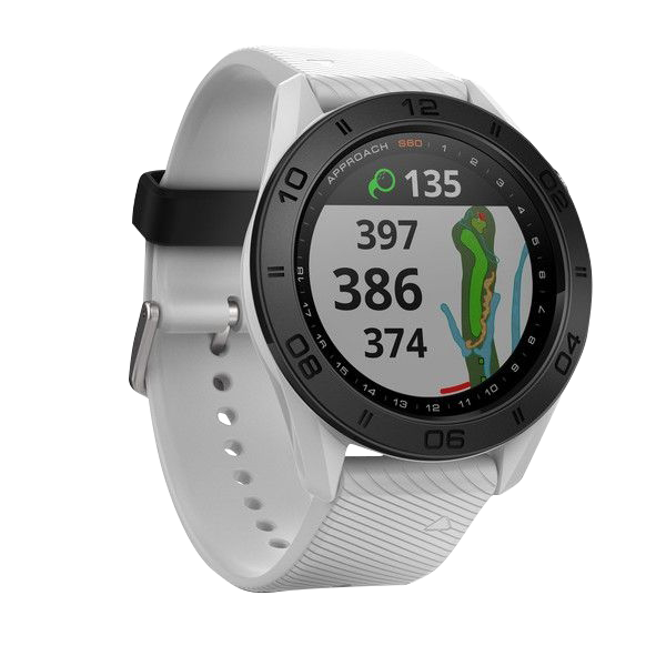 Garmin Approach S60 golf GPS smartwatch in white with black bezel