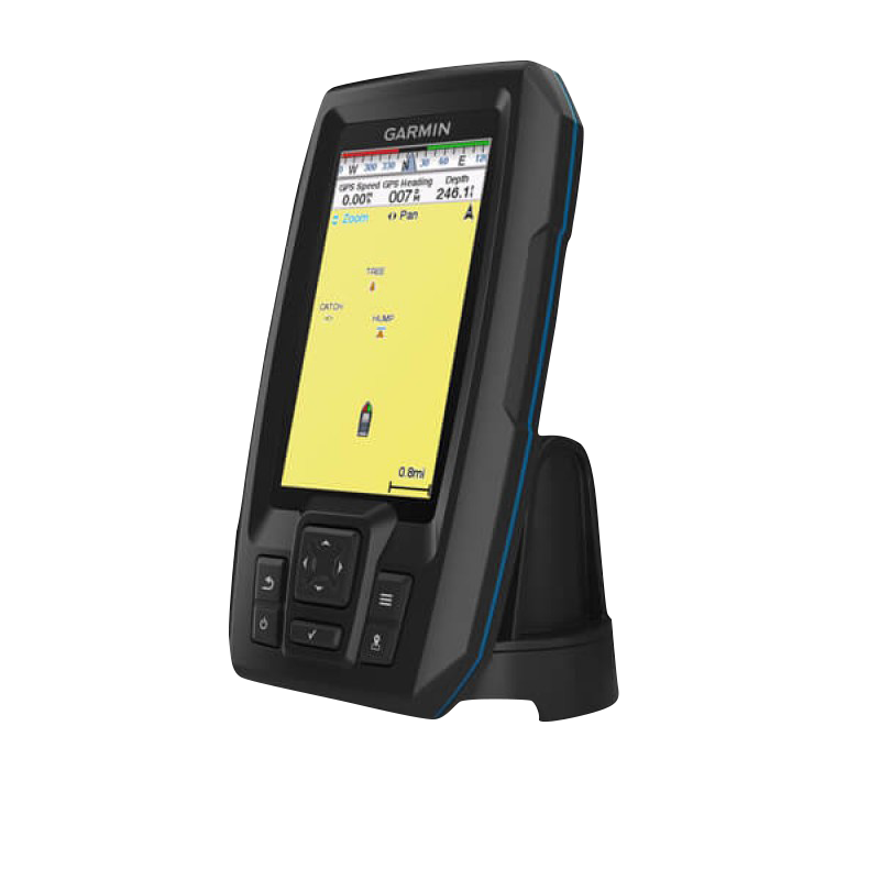 Garmin STRIKER Vivid 4cv marine fishfinder with GT20-TM transducer on stand