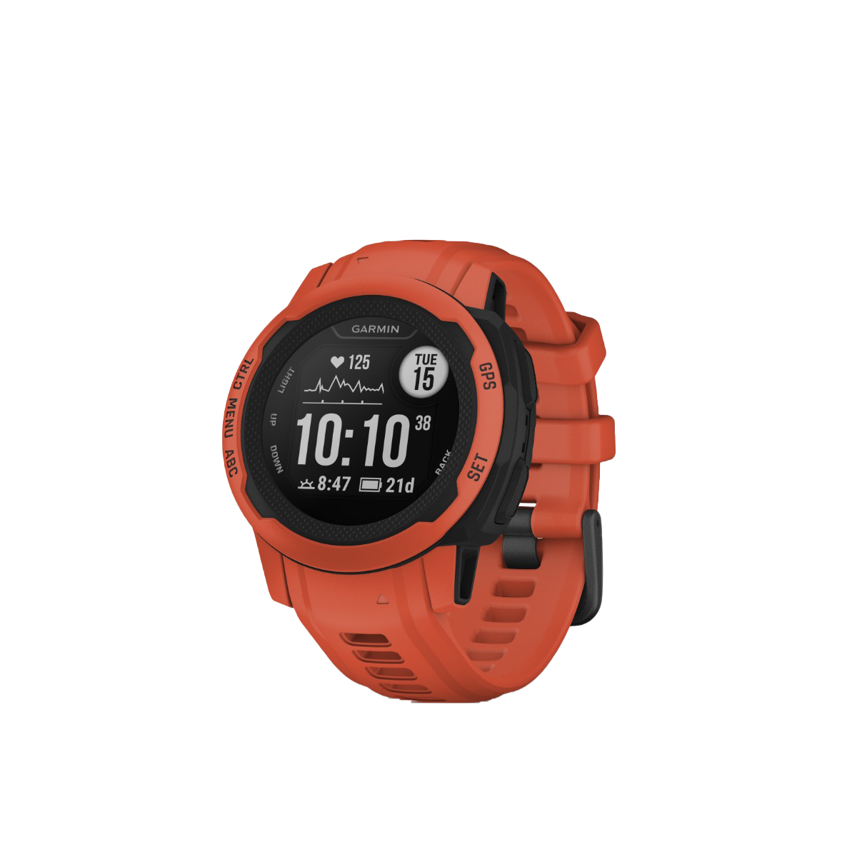 Garmin Instinct 2S smartwatch in Poppy orange with silicone band, refurbished