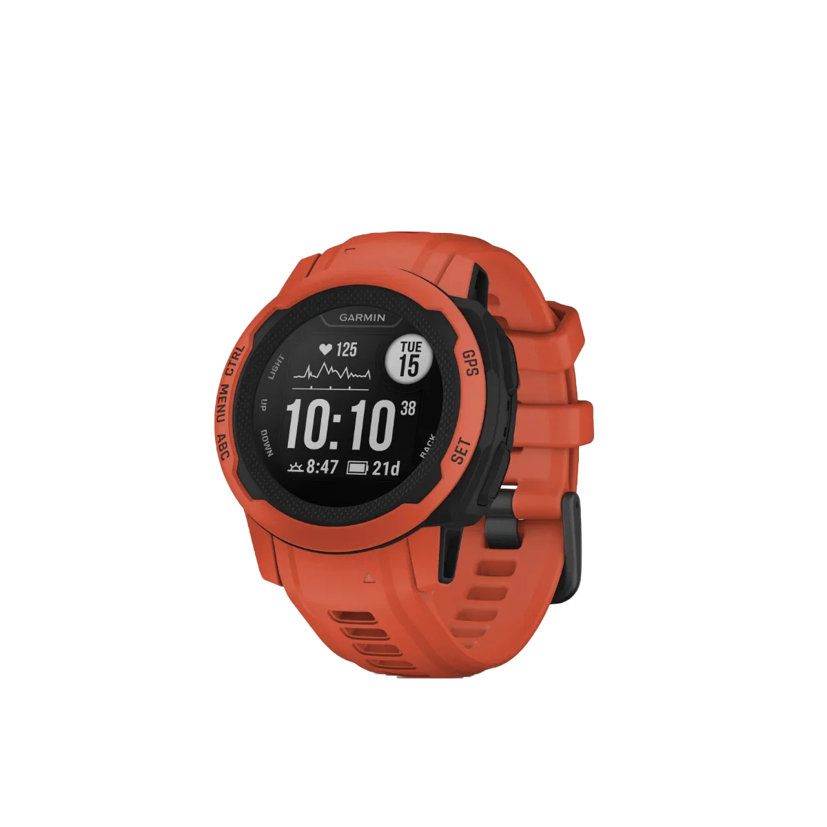 Garmin Instinct 2S smartwatch in Poppy orange with silicone band, refurbished