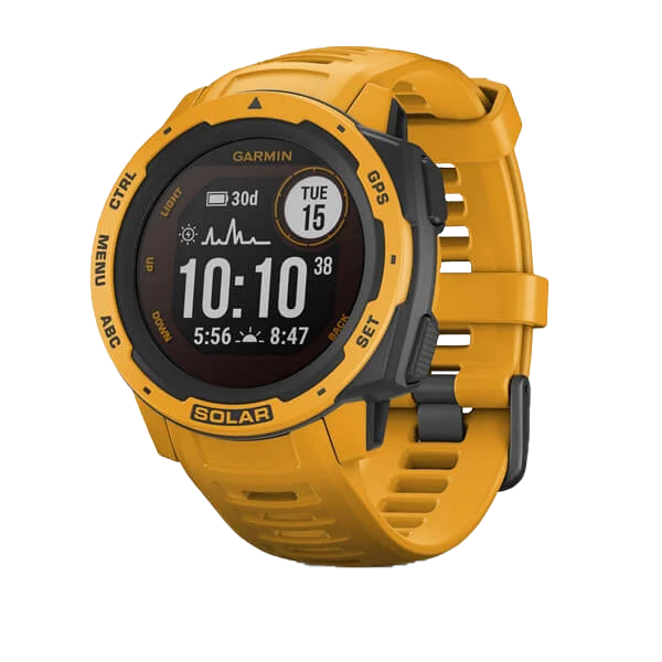Garmin Instinct Solar smartwatch, Sunburst yellow with black bezel and strap