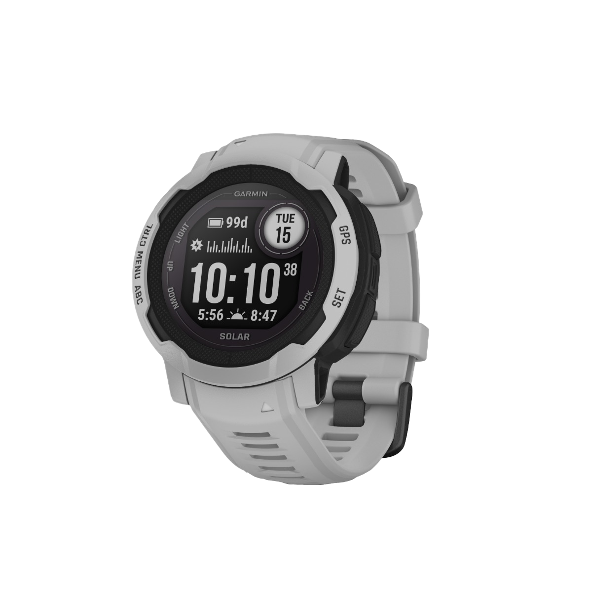 Garmin Instinct 2 Solar smartwatch, Mist Gray with light-gray strap