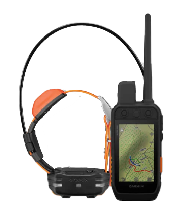 Garmin Alpha 200i Bundle: 2-piece set with handheld and T5 Mini dog collar; black handheld with orange accents