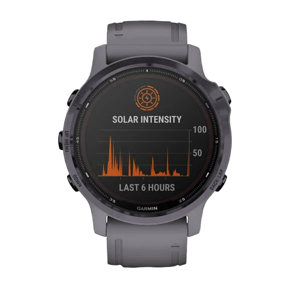 Garmin Fenix 6S Pro Solar smartwatch in amethyst steel with shale gray band (010-02409-14)