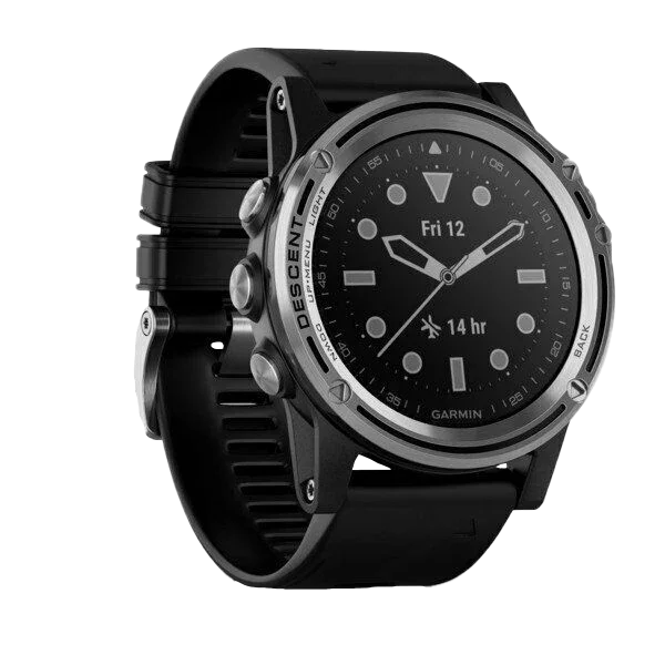 Garmin Descent Mk1 dive smartwatch, silver case with black band, certified refurbished