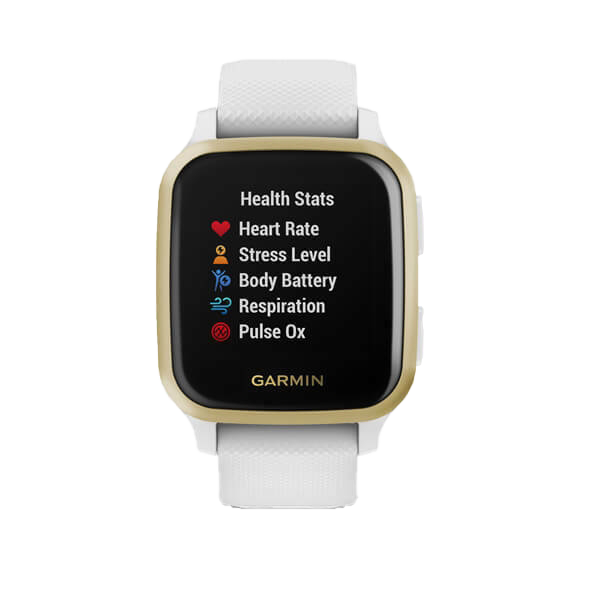Garmin Venu Sq smartwatch, white band with light gold bezel