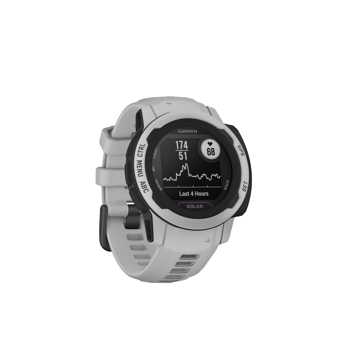 Garmin Instinct 2S Solar smartwatch, Mist Gray with white band