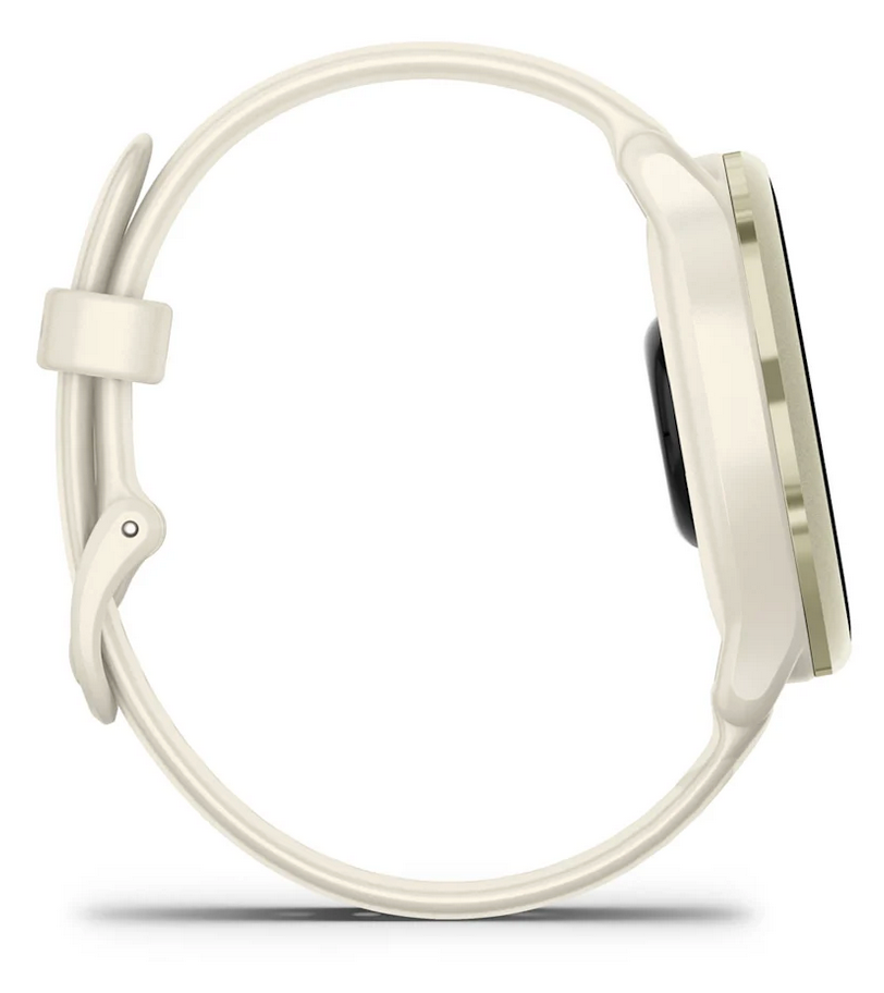 Garmin Vivoactive 6 smartwatch with Lunar Gold finish and Bone Band strap