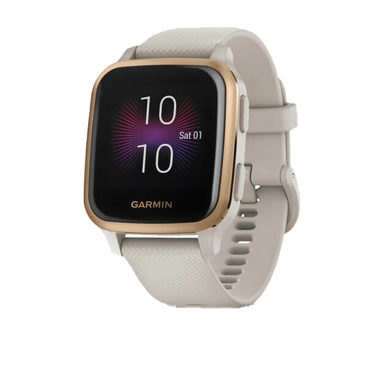 Garmin Venu Sq Music, GPS Smartwatch Light Sand with Rose Gold Bezel (010-02426-01) by Garmin