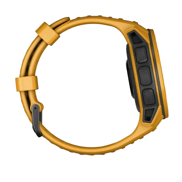 Garmin Instinct Solar watch with sunburst yellow band and black bezel