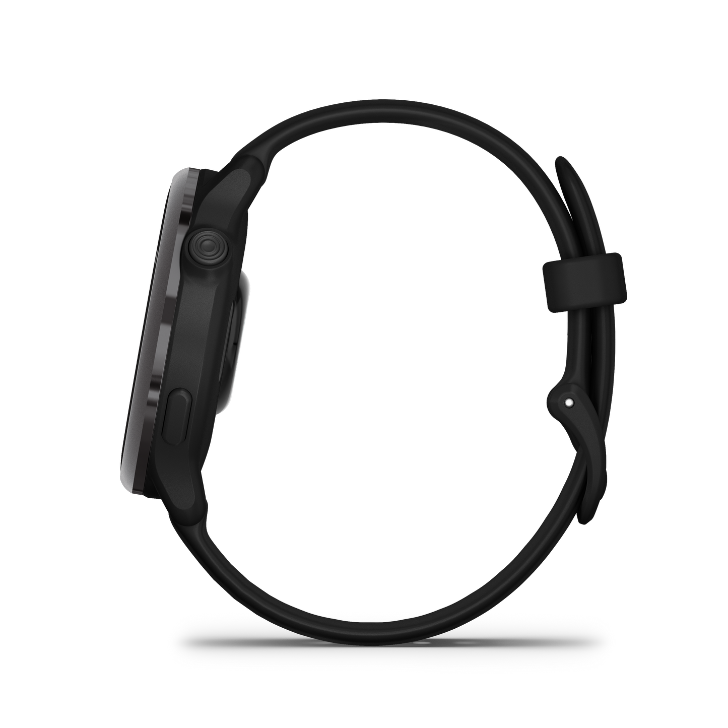 Garmin Vivoactive 6 smartwatch with slate body and black band.