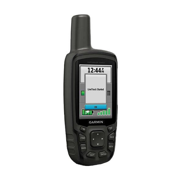 Garmin GPSMAP 64sc handheld GPS with TOPO maps, certified refurbished, black rugged design.