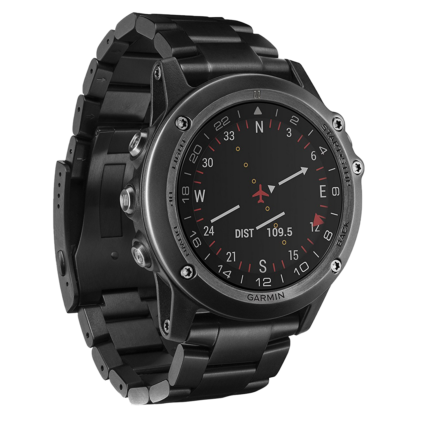 Garmin D2 Bravo Titanium aviation smartwatch, black titanium band, refurbished