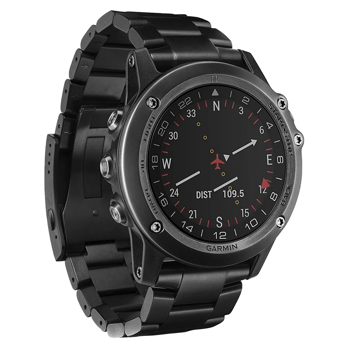 Garmin D2 Bravo Titanium aviation smartwatch, black titanium band, refurbished