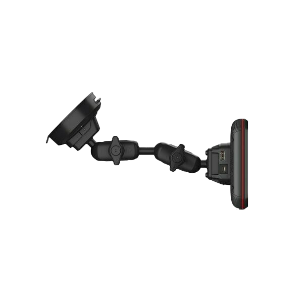 Garmin Catalyst driving performance optimizer mounted on a black suction-mount car cradle with adjustable arms.